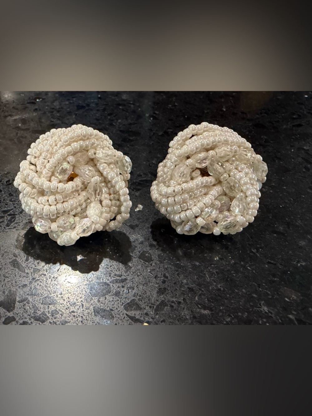 Vintage beaded cluster earrings - clip-ons